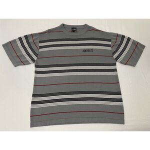 Vintage Southpole Fleece Short Sleeve Shirt Striped Size XL Gray Y2K‎